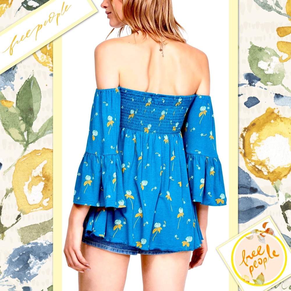 Free People Lana Off the Shoulder Tunic Turquoise - Picture 8 of 8